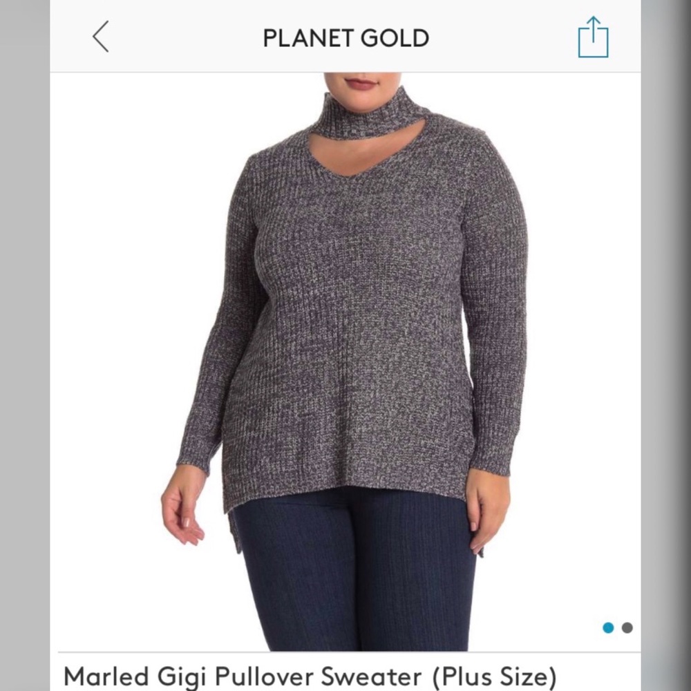 Planet Gold Marled Gigi Sweater Gray Plus Size